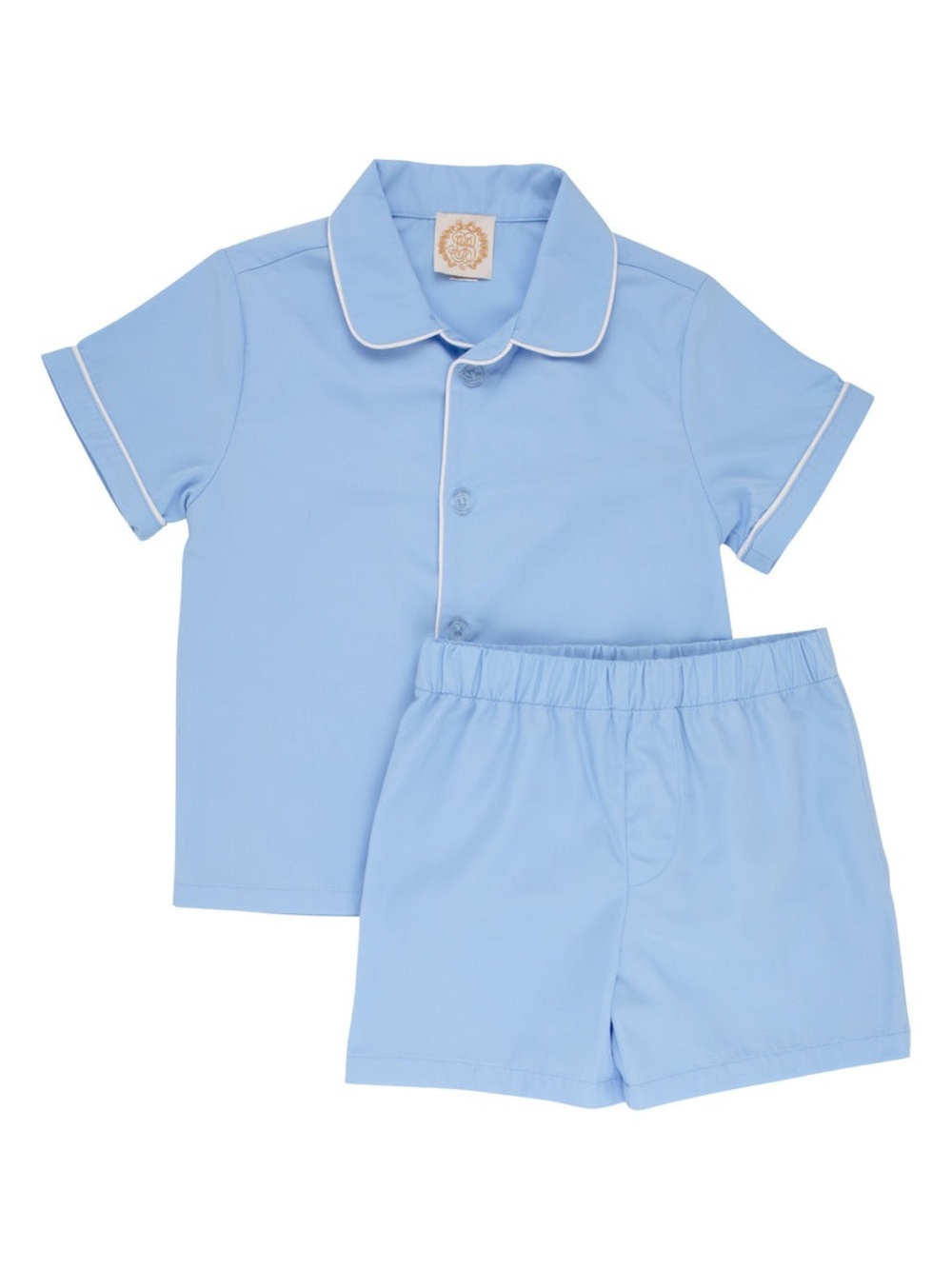 The Beaufort Bonnet Company Boys Blue Pajama Set Size 6 White Piping